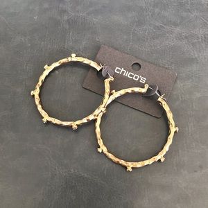 Chicos hoop earrigs, NWT, gold finish & stones